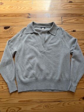 J. Crew Light Blue/Gray Cashmere V-Neck Sweater